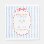 7月ストライプの4日の弓誕生日ナプキンス スタンダードランチョンナプキン (正面)