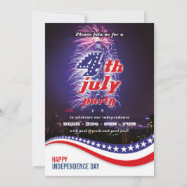 7月ストライプ4日の花火で星とパーティー 招待状