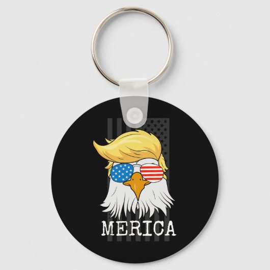 7月トランプ米国旗のハゲ・イーグル第4おもしろい位 キーホルダー (正面)