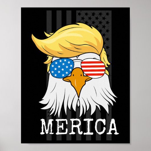 7月トランプ米国旗Gのハゲおもしろいワシ4 ポスター (正面)