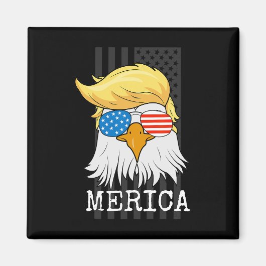 7月トランプ米国旗Gのハゲおもしろいワシ4 マグネット (正面)