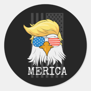 7月トランプ米国旗Gのハゲおもしろいワシ4 ラウンドシール