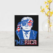 7月トランプ米州旗のトランプ・ハッピー4日 カード (黄色い花)