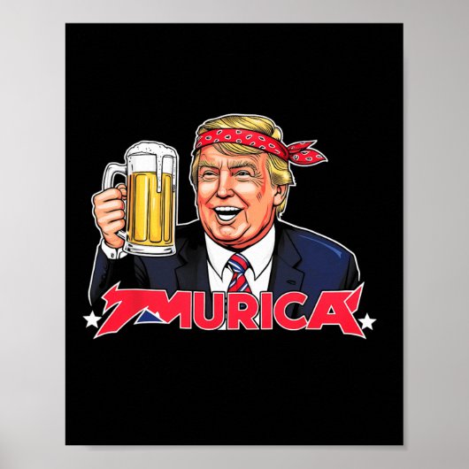 7月トランプ米州旗メリカトランプの幸せ4日 ポスター (正面)