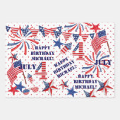 7月ハッピーバースデーパーソナライズ名3ギフト ラッピングペーパーシート (正面2)