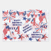7月ハッピーバースデーパーソナライズ名3ギフト ラッピングペーパーシート (正面)