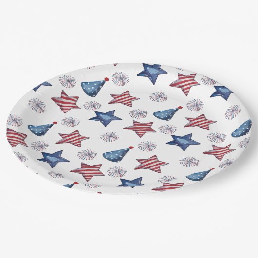 7月ハッピーフィギュア4thかわいいパーティーパターン紙 ペーパープレート (アングル)