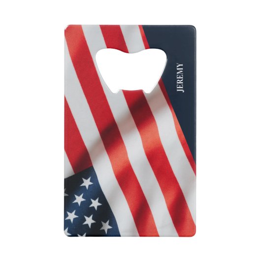 7月バックヤードBBQパーティーの米国国旗4 クレジットカード栓抜き (正面)