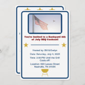 7月バーベキューの米国国旗4日 招待状 (正面/裏面)