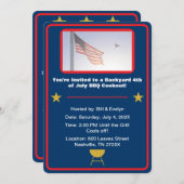 7月バーベキューの米国青色国旗4日 招待状 (正面/裏面)