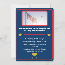 7月バーベキューの米国青色国旗4日 招待状