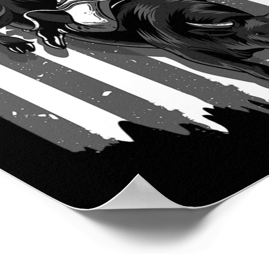 7月パトリのアメリカ国旗のブル乗馬カウボーイ4th ポスター (角)