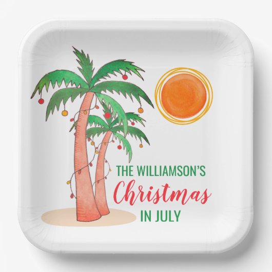 7月パーソナライズされたのパーティー紙プレート ペーパープレート (正面)