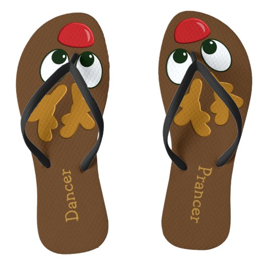 7月パーソナライズされたの女性のトナカイのクリスマス ビーチサンダル (ソール)