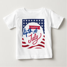 7月パーソナライズされたベビーTシャツHappy 4th