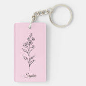 7月パーソナライズされた誕生フラワーラークスパーキーチェーン キーホルダー (裏面)