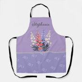 7月パーソナライズされた誕生フラワー名前をカスタムする エプロン (正面)