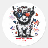 7月パーソナライズされた高地の牛のカスタム第4位 ラウンドシール (正面)