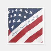 7月パーソナライズされた4日アメリカ国旗のナプキン スタンダードカクテルナプキン (正面)