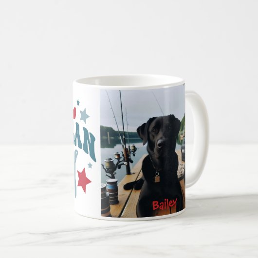 7月パーソナライズされた4日フォトドッグマグカップ コーヒーマグカップ (正面右)