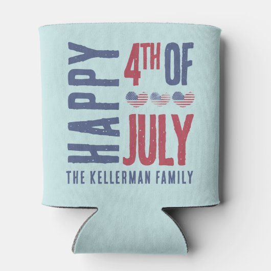 7月パーソナライズされた4日愛国米国国旗 缶クーラー (裏面)