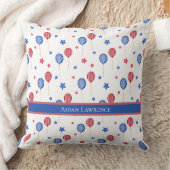 7月パーソナライズされた4日（金）風船ブルーレッドスターズ クッション (ブランケット)