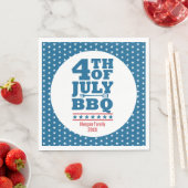 7月パーソナライズされた4日BBQパーティーブルースター スタンダードランチョンナプキン (インサイチュ)