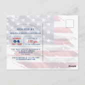 7月パーティの招待状米国国旗4日 ポストカード (裏面)