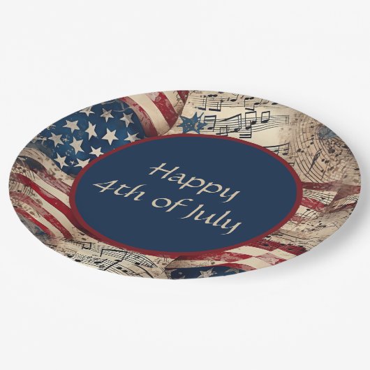 7月パーティーバーベキュー愛国国旗4 ペーパープレート (アングル)