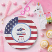 7月パーティーI do BBQの米国愛国国旗4 ペーパープレート (パーティー)