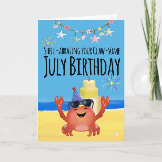 7月ビーチ誕生日カード カード (正面)