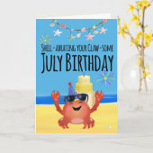 7月ビーチ誕生日カード カード (黄色い花)