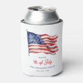 7月ファミリーのアメリカ愛国国旗4 缶クーラー (缶正面)