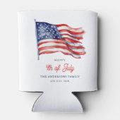 7月ファミリーのアメリカ愛国国旗4 缶クーラー (裏面)