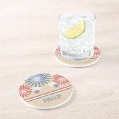 7月ファンキー4日Fireworks & Fireworks ストライプ Coaster コースター (側面)