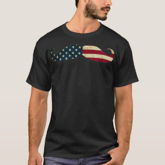 7月プルオーバーのアメリカの口ひげクール国旗 Tシャツ