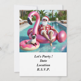 7月プールで猫のクリスマスとサンタパーティー 招待状