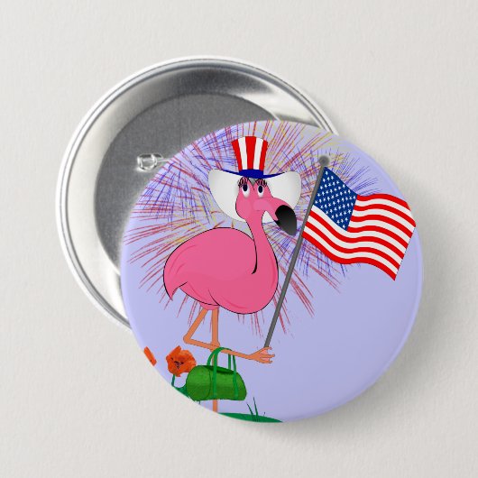 7月ボタンのおもしろいで幸せな第4 缶バッジ (正面&裏面)