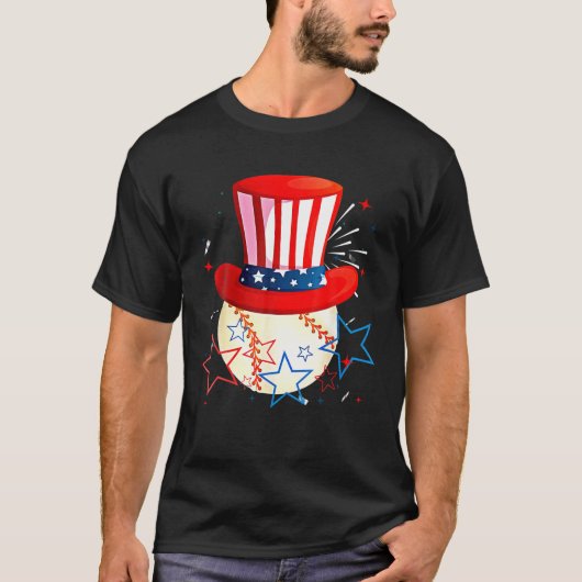 7月ボーイズ米国旗のサムおじさん4番 Tシャツ (正面)