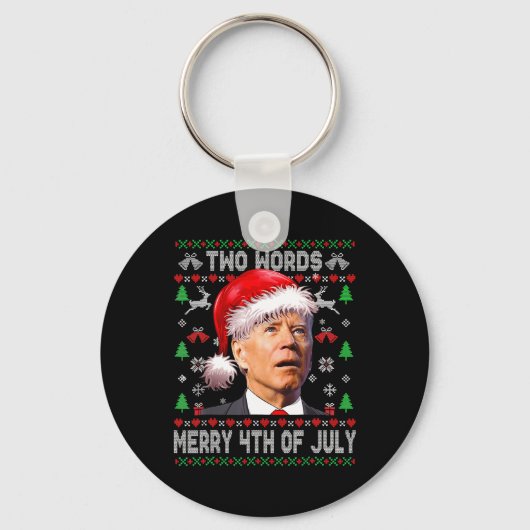 7月メリー4日の2つの単語ジョーバイデン氏クリスマス キーホルダー (正面)