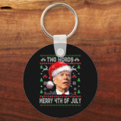7月メリー4日の2つの単語ジョーバイデン氏クリスマス キーホルダー (正面)