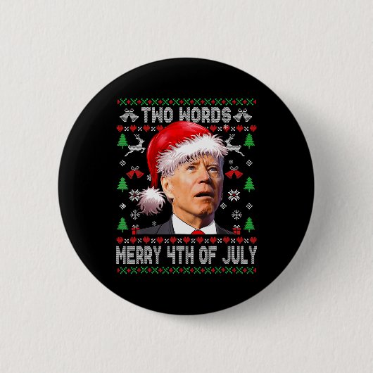 7月メリー4日の2つの単語ジョーバイデン氏クリスマス 缶バッジ (正面)