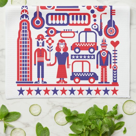 7月モダンのおもしろい第4アメリカ合衆国のアイコン キッチンタオル (折り畳み)