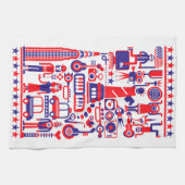7月モダンのおもしろい第4アメリカ合衆国のアイコン キッチンタオル (横)