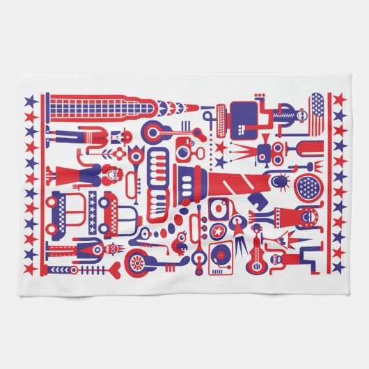 7月モダンのおもしろい第4アメリカ合衆国のアイコン キッチンタオル (横)