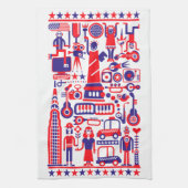 7月モダンのおもしろい第4アメリカ合衆国のアイコン キッチンタオル (縦)