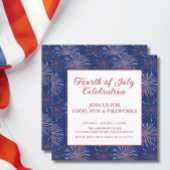 7月モダンの花火の愛国的な4日パーティー 招待状
