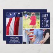 7月モダンの4日パーティーあなたの写真愛国心 招待状 (正面/裏面)