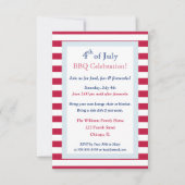 7月モダンバーベキューパーティーの愛国的な夏4日 招待状 (正面)