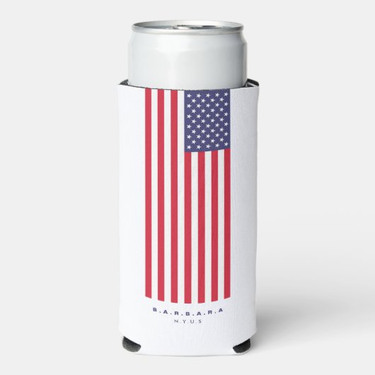 7月モダン星アメリカ国旗の第4位ストライプ スリム缶クーラー (Seltzer正面)